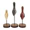Brown Metal Bird Sculptures with Round Base Set
